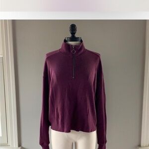 Hollister Maroon Waffle Knit Quarter-Zip